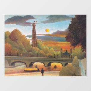 Henri Rousseau - Seine und Eiffelturm im Sonnenunt Fensteraufkleber