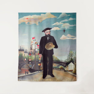 Henri Rousseau - Selbstporträt-Landschaft Wandteppich