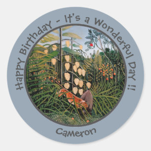 Henri Rousseau Tiger & Bull Party Items Collection Runder Aufkleber