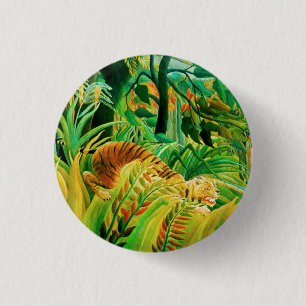 Henri Rousseau-Tiger in einem tropischen Button