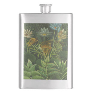 Henri Rousseau Tropischer Dschungel Löwe Vintage D Flachmann