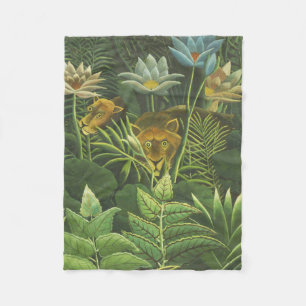 Henri Rousseau Tropischer Dschungel Löwe Vintage D Fleecedecke