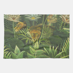 Henri Rousseau Tropischer Dschungel Löwe Vintage D Geschirrtuch
