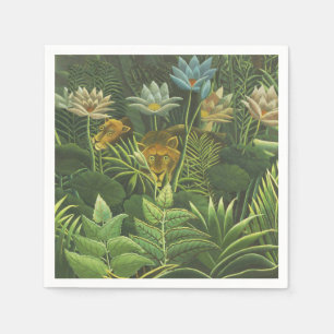 Henri Rousseau Tropischer Dschungel Löwe Vintage D Serviette