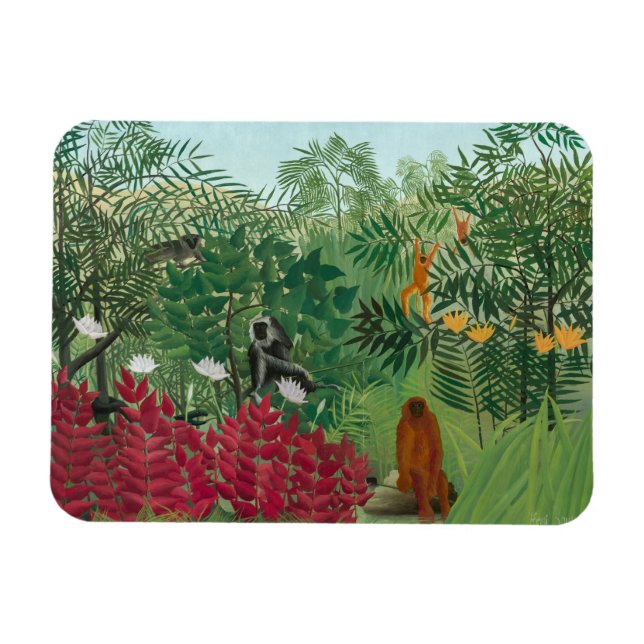Henri Rousseau - Tropischer Wald mit Affen Magnet (Horizontal)