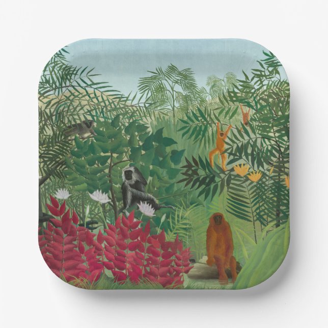 Henri Rousseau - Tropischer Wald mit Affen Pappteller (Vorderseite)