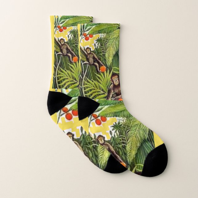 Henri Rousseau, zwei Affen im Dschungel, Kunstsock Socken (Paar)