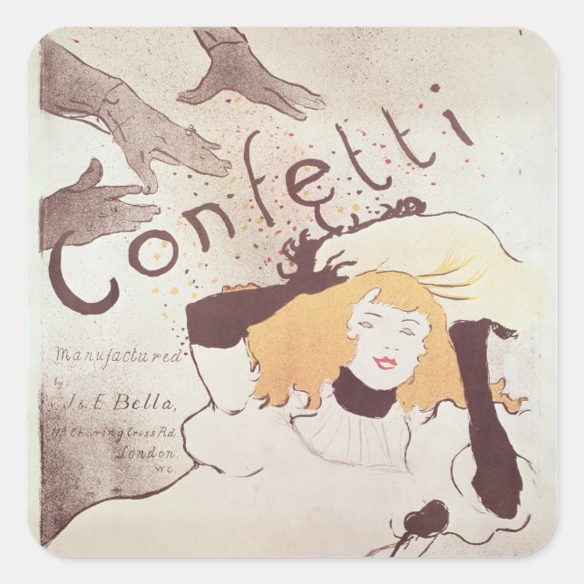 Henride Toulouse-Lautrec | Confetti, 1893 Quadratischer Aufkleber (Vorderseite)