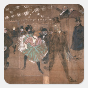 Henride Toulouse-Lautrec  , das am Rouge tanzt Quadratischer Aufkleber