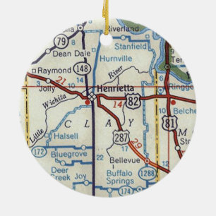 Henrietta TX Vintage Karte Keramik Ornament