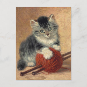 Henriëtte Ronner-Knip Ein Kätzchen mit einer Wollk Postkarte