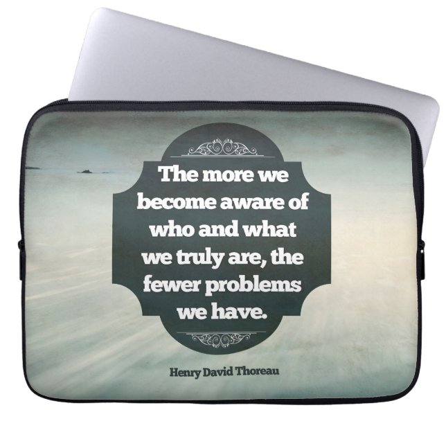 Henry David Thoreau Inspirational Zitat "Aware" Laptopschutzhülle (Vorderseite)