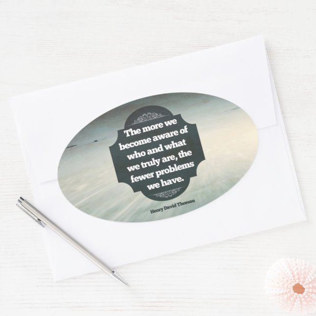 Henry David Thoreau Inspirational Zitat "Aware" Ovaler Aufkleber (Umschlag)