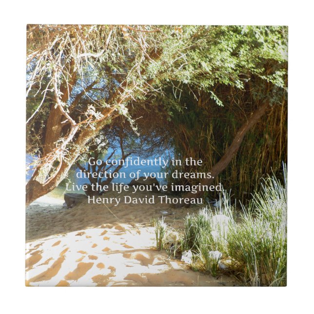Henry David Thoreau Motivierend Dream Quotation Fliese (Vorderseite)