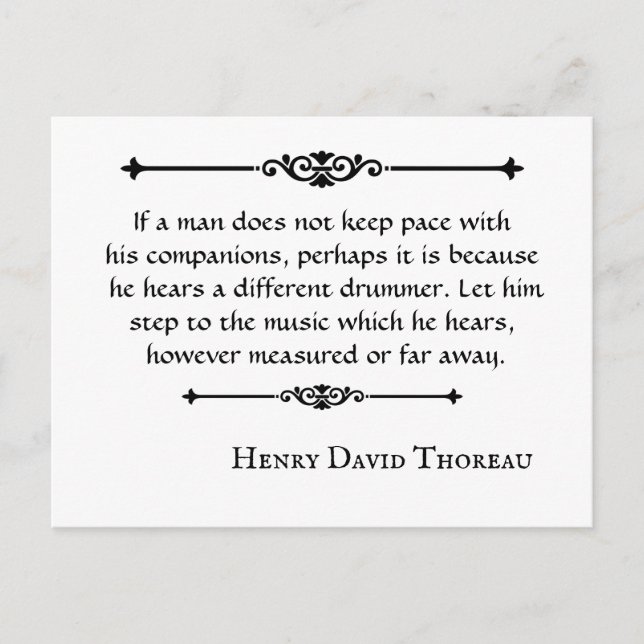 Henry David Thoreau zitieren Drummer Postkarte (Vorderseite)