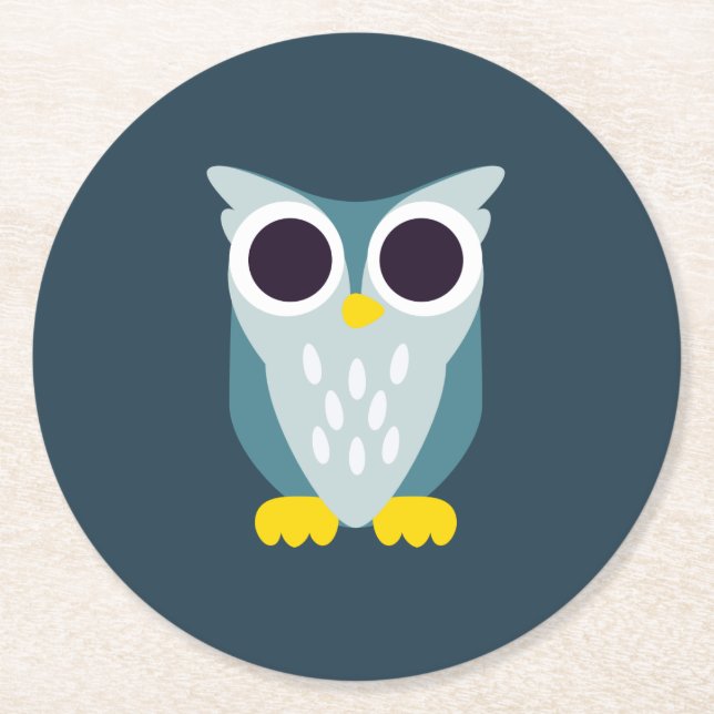 Henry die Eule Runder Pappuntersetzer (Vorderseite)