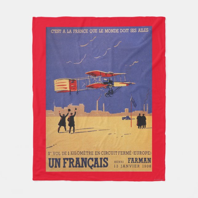 Henry Farman fliegt bei Issy-les-Moulineaux Fleecedecke (Vorderseite)