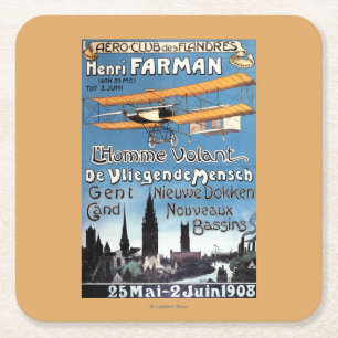 Henry Farman fliegt das Fliegen-Mannpromo-Plakat Rechteckiger Pappuntersetzer