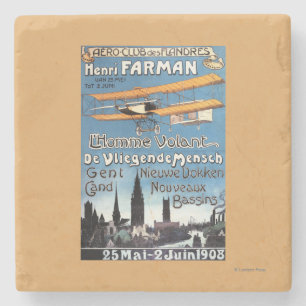 Henry Farman fliegt das Fliegen-Mannpromo-Plakat Steinuntersetzer