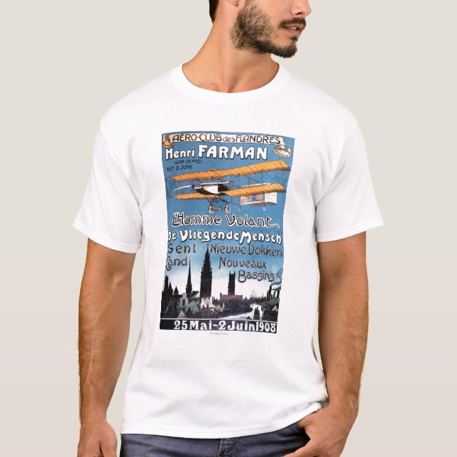 Henry Farman fliegt das Fliegen-Mannpromo-Plakat T-Shirt (Vorderseite)