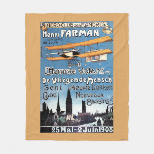 Henry Farman fliegt das Flying Man Promo Plakat Fleecedecke