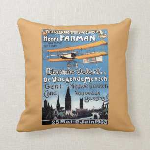 Henry Farman Fliegt das Flying Man Promo Poster Kissen