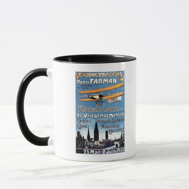 Henry Farman fliegt das Flying Man Promo-Poster Tasse (Links)