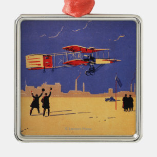 Henry Farman fliegt in Issy-les-Moulineaux Silbernes Ornament