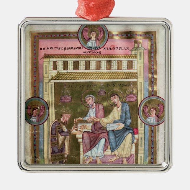 Henry III mit den Aposteln Simon und Jehuda Silbernes Ornament (Vorne)