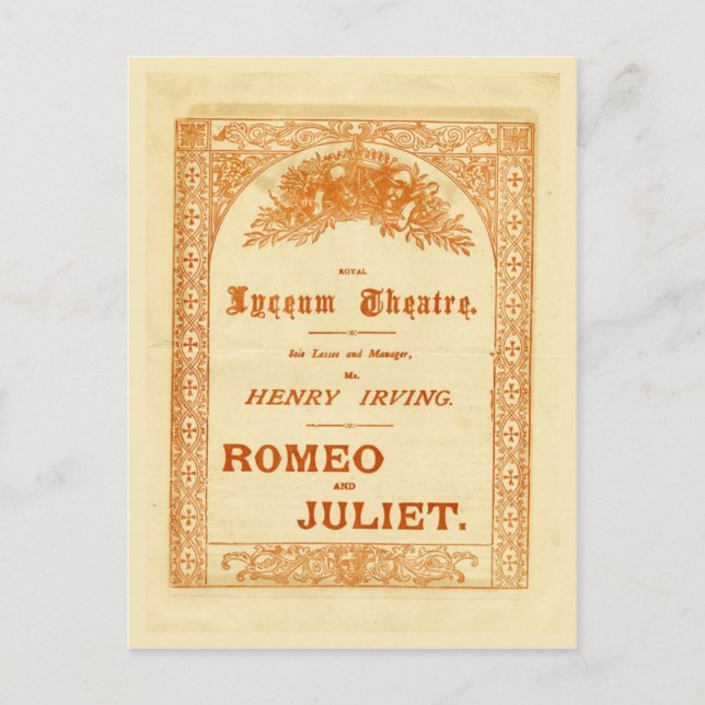 Henry Irving's Romeo & Julia Postkarte (Vorderseite)