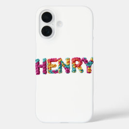 HENRY Name in lebendigem Häkelmuster iPhone 16 Hülle