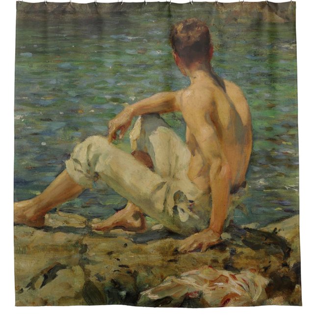 Henry Scott Tuke Gold und Green Duschvorhang (Vorderseite)