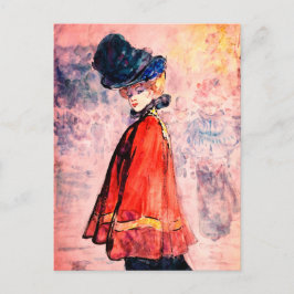 Henry Somm - Elegant in Red Cape Postkarte