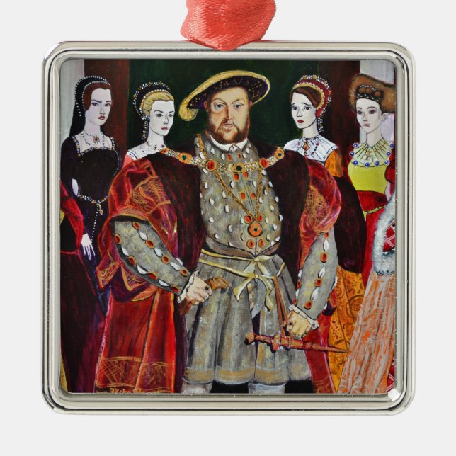 Henry The Achte und seine sechs Ehefrauen Silbernes Ornament (Vorne)