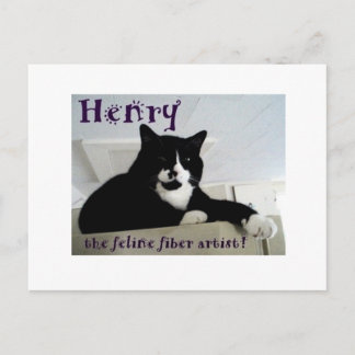 Henry the Feline Fibre Artist Post Card Postkarte