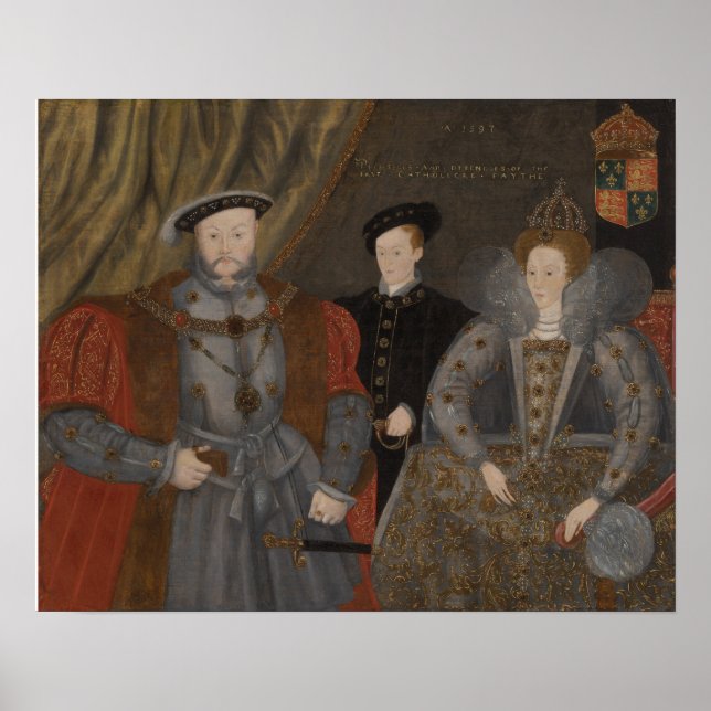 Henry VIII, Elizabeth I und Edward VI Poster (Vorne)