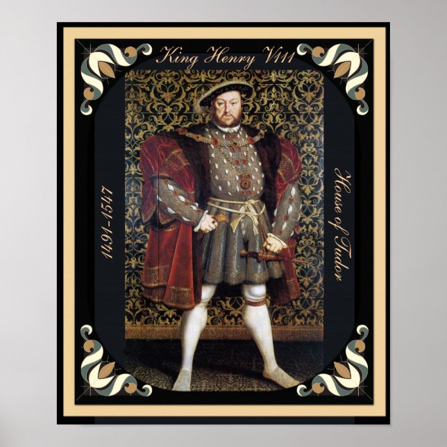 Henry VIII Portrait mit Gerahmten Kanten Poster (Vorne)