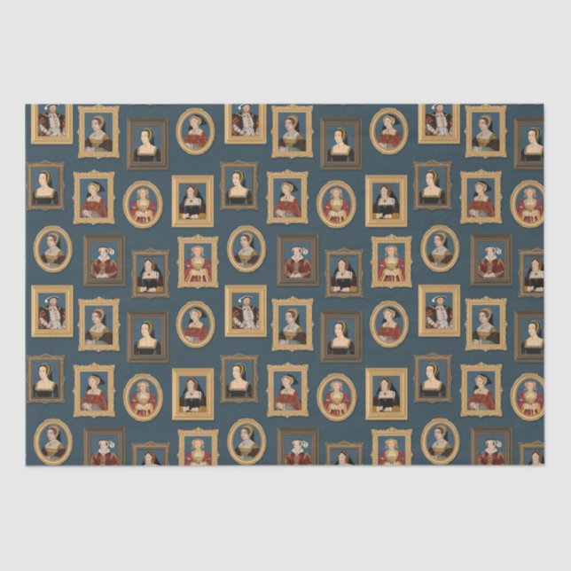 Henry VIII Sechs Ehefrauen Portraits in Rahmen Aqu Seidenpapier (Vorderseite)