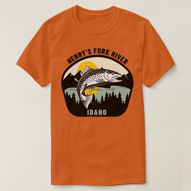 Henrys Fork River Idaho Foreut Fischen T-Shirt (Design vorne)