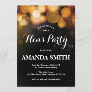 Hens Party Einladung Card Gold Glitzer