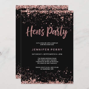 Hens Party Rose Gold Glitzer Einladung
