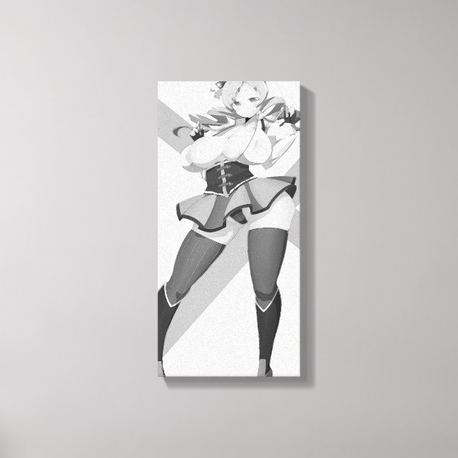 Hentai Girl Posing Black and White Canvas Print Leinwanddruck (Vorderseite)