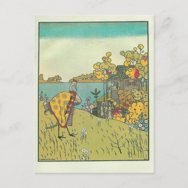 Heorhiy Narbut- 'Der Kran und der Held. Bär' Postkarte (Vorderseite)