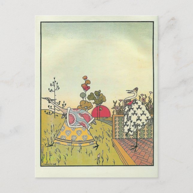 Heorhiy Narbut- 'Der Kran und der Held. Bär' Postkarte (Vorderseite)