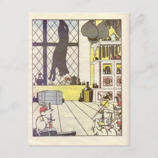 Heorhiy Narbut-How-Mäuse begraben die Katze Postkarte (Vorderseite)