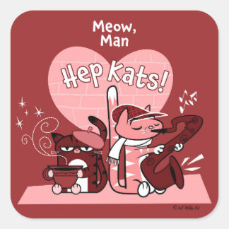 HEP KATS by Jeff Willis Art Quadratischer Aufkleber