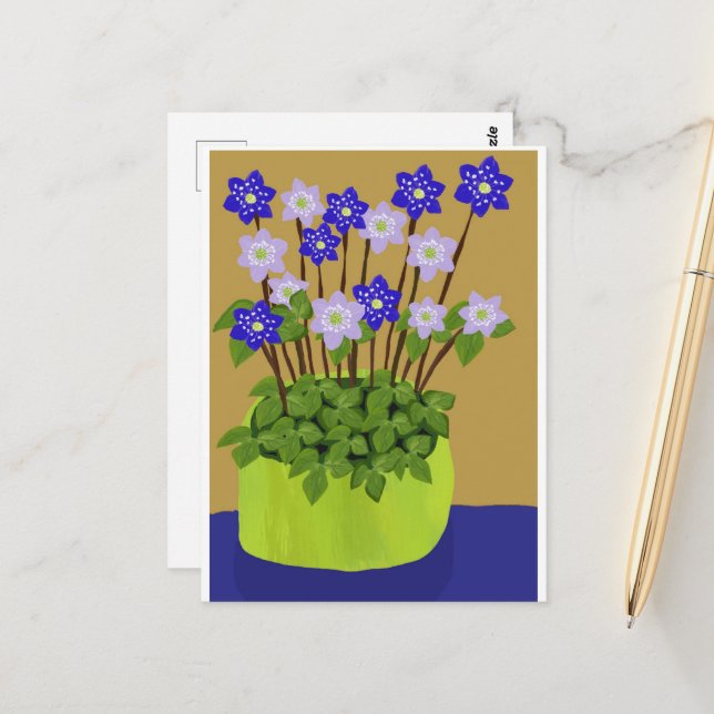 Hepatica Postcard Postkarte (Vorderseite/Rückseite Beispiel)