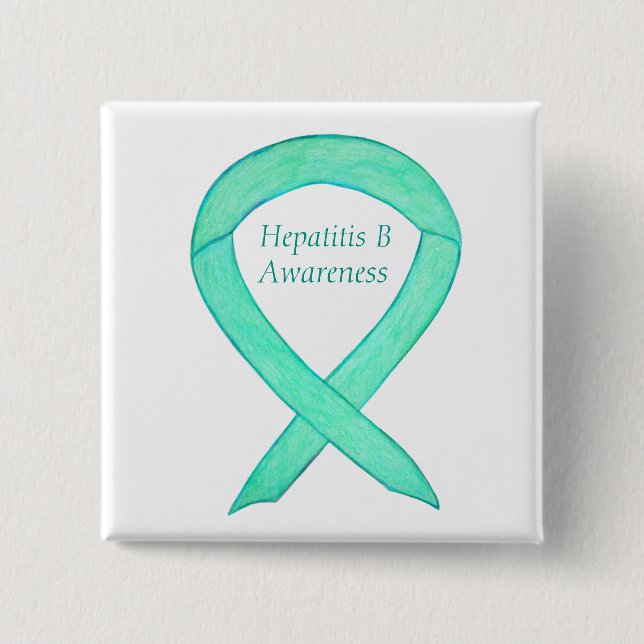 Hepatitis B (HBV) Jade Awareness Ribbon Custom But Button (Vorderseite)