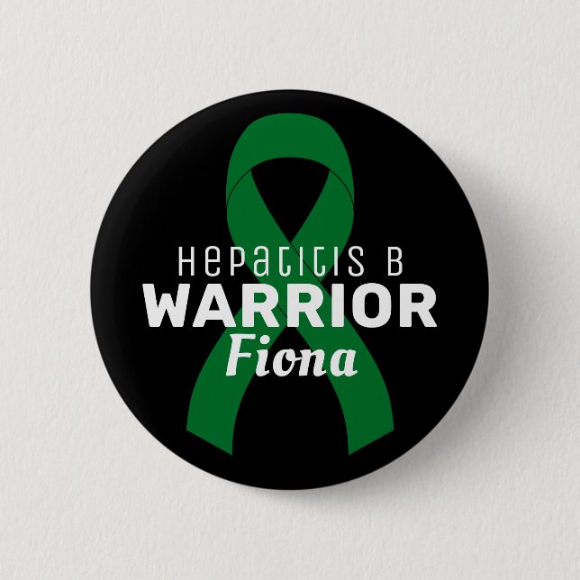 Hepatitis B Warrior Ribbon Black Button (Vorderseite)