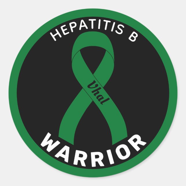 Hepatitis B Warrior Ribbon Black Round Sticker (Vorderseite)
